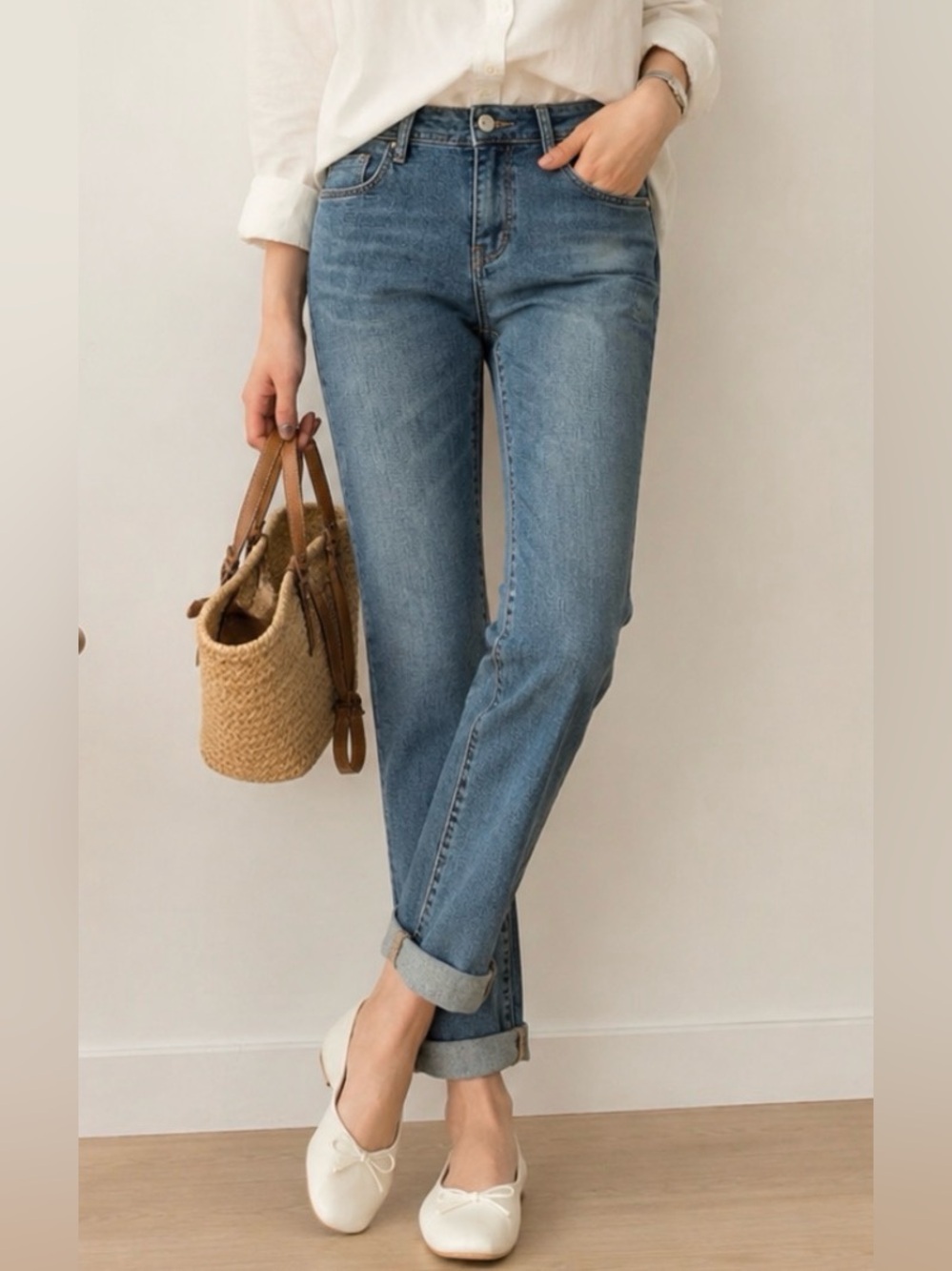 Pilcro and the Letterpress Mid-Blue Straight Leg Jeans